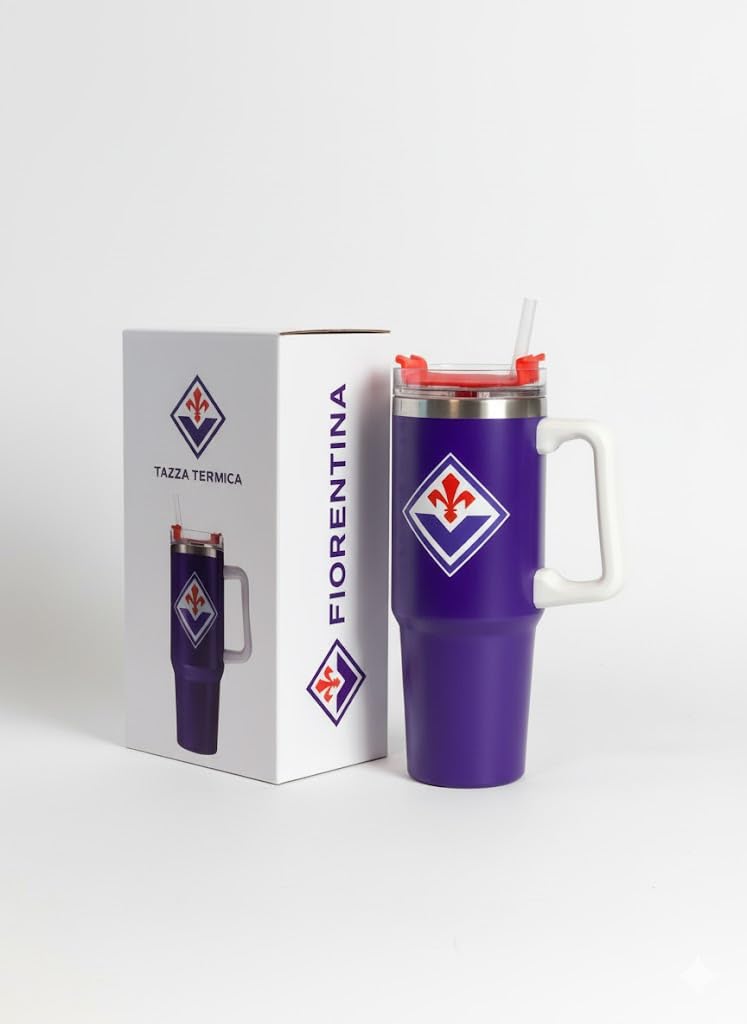 Only4fan S.r.l. Tazza termica grande in acciaio doppia parete 850ml ACF Fiorentina prodotto ufficiale