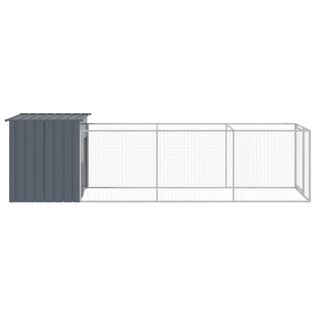 Niche pour chien avec cour anthracite 110x405x110 cm