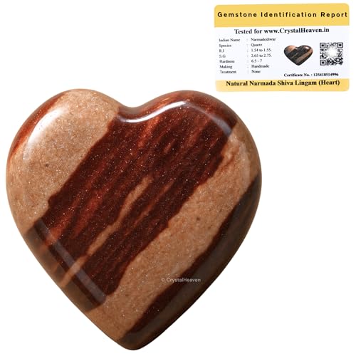 Image of Narmada Shiva Lingam Crystal Heart Palm Pebbles Stones for Anxiety Stress Relief Massage - AAA Grade Original Healing Gemstone Agate Heart Palm Stone for Yoga Meditation Spiritual