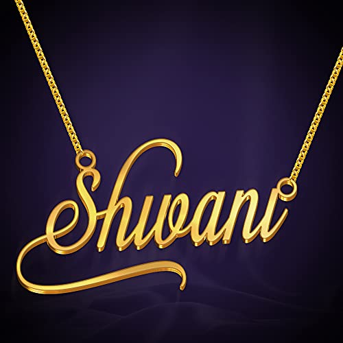 Image of Shivani Cursive Gold & Silver Name Pendant Necklace, Best Jewelry Gift for Girls.