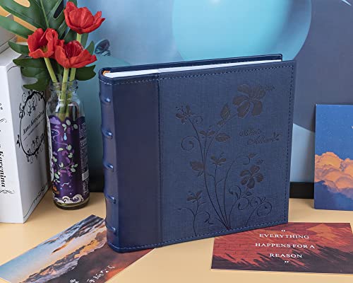 Golden State Art, Photo Album Holds 200 4X6 Horizontal Pictures With Memo Space, 2 Per Pages, Faux Leather Vintage Inspired Cover For Wedding Family Christmas Vacation Graduation(Blue) #TOP4