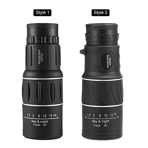 Honelife 16x52 Telescópio monocular de alto foco de alta potência, portátil portátil ao ar livre, es