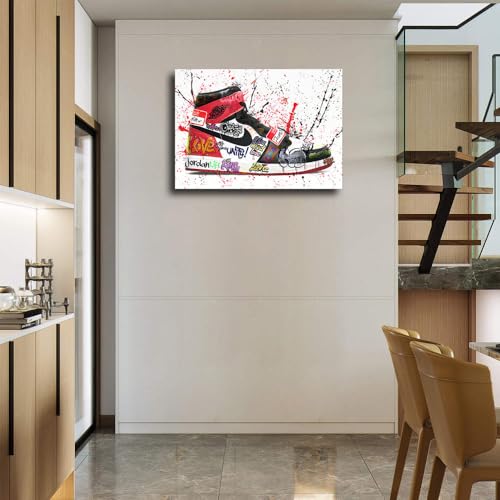 アートパネル スニーカー ストリート グラフティ W40cm H30cm アートフレーム 絵画 キャンバス 額付き ウォールアート ポップアート モダンアート 壁掛け インテリア 装飾 [4]