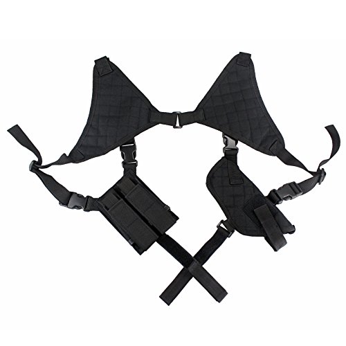 Depring Double Shoulder Holster Ambidextrous Horizontal Shoulder Rig Handgun Holster With Dual Magazine Holder Fits Most Pistols Revolvers #TOP2