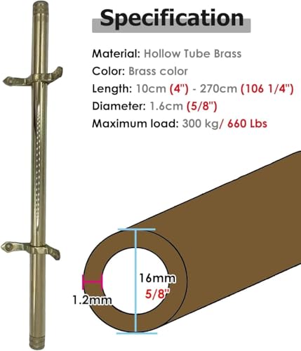 Barra de metal redonda para escaleras de 60 cm y soporte de montaje 3