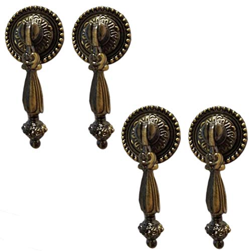 Chris.w 4 Pack Antique Style Bronze Metal Drawer Tear Drop Cabinet Decorative Pull Handle Knob #TOP2