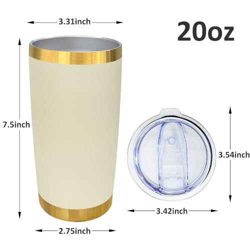 Image of 20 oz Insulated Tumbler Bulk Stainless Steel Tumbler,White,6 Pack