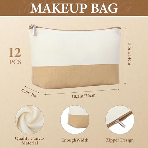 Tallew 24 Pcs Mini Canvas Tote Bags Bulk 9.8 x 8.3 x 4.3 Inch Bag and Makeup Pouches Set Blank Shopping Bags and Cosmetic Bag(Beige) by Tallew - Image 4
