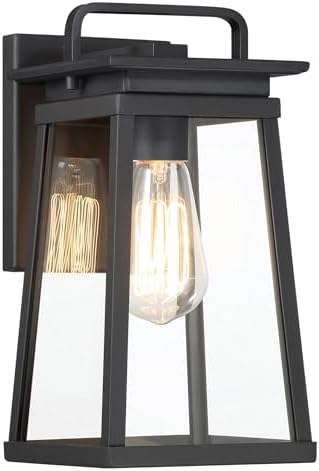 Minka Lavery 73211-66A Isla Vista Clear Glass Panels Outdoor Wall Mount, 1-Light 100 Watt, 11" H x 6" W, Coal Black