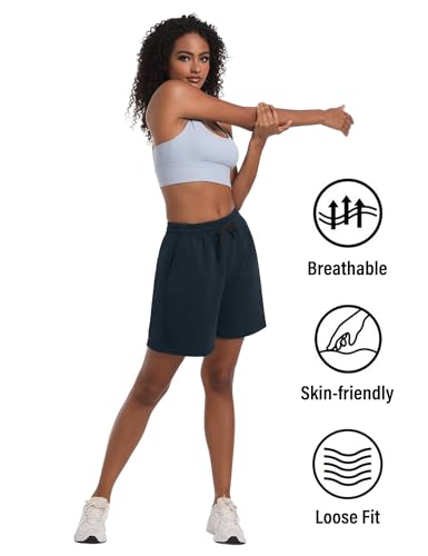 4 Pack Women's Summer Sweat Shorts Cotton Comfy Drawstring Shorts for Casual Lounge Sport Athletic with Pockets3