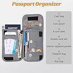RFID Blocking Passport Holder for Travel & Neck Wallet,Waterproof & Portable Travel Document Organizer with Card Slots,Adjustable Strap Passport Wallet for Men Women (Gift) Grey - Image 4