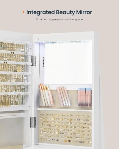 Image of SONGMICS HOME Standing Jewelry Armoire, Full Length Mirror with Storage