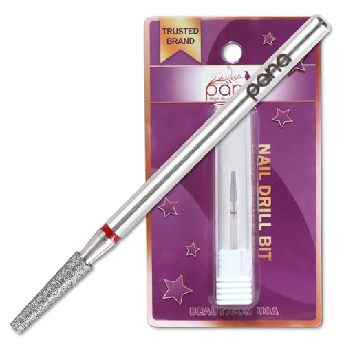 PANA 3/32” Diamond Nail Drill Bit (Fine Grit) - Professional Cuticle Nail Drill Bits for Acrylic Gel Nails Dry Manicure Pedicure Shape Remove Tools (Cone Bit, Style 14)