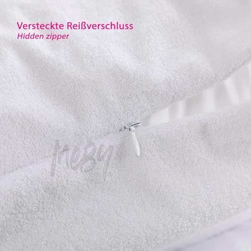 Set of 2 Waterproof Cotton Pillow Protectors with Hidden Zipper. Breathable Pillow Protector, Moisture Protection, Elastic - Image 4