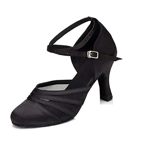 Naudampara Mujer Zapatos de Baile de salón de Baile Latino Tango con tacón Alto y satén de Malla Alta