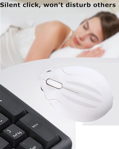 Wireless Mouse Cute White Hamster Shape Silent Fun Portable Novelty Funnny Optical 1200DPI USB Cordless Mice for PC Laptop Computer Notebook MacBook Travel Office Kids Girl Boy Men Women Adults Gift