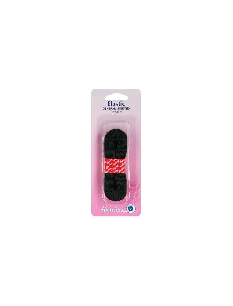 Hemline Black General Purpose Knitted Elastic – 20Mm X 1M For Sportswear, Tracksuits & Garments Soft, Stretchy Polyester Elastic For Versatile And Durable