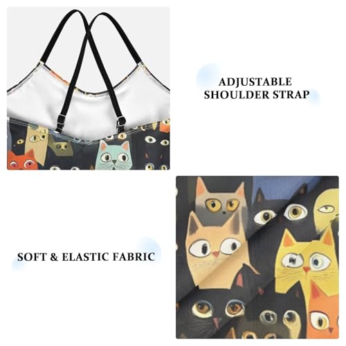 Colorful Cats Pattern Girls Swimsuits Quick Dry Crossback One Piece Beach Swimwear Bathing Suit4