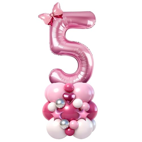 Kit kit tour de ballons chiffre 5 rose à faire soi-même pour fête enfant
