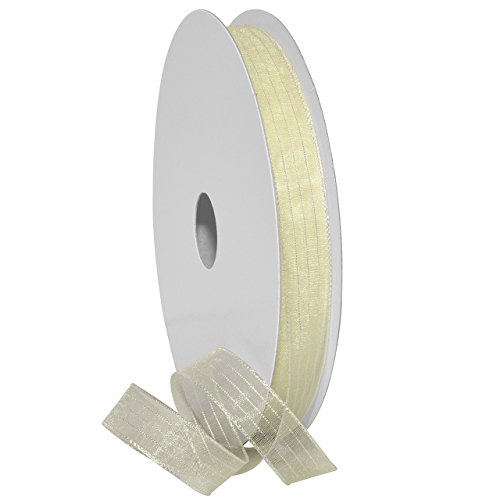 Ruban métallique jaune clair Morex Harmony 16mm pour décorations de table et fêtes