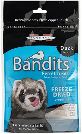 Marshall Pet Products Natural Grain and Gluten Free, High-Protein Bandit Freeze Dried Treats, Duck, for Ferrets, .75 oz