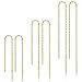 3 Paris Long Chain Earrings 18K Gold Plated 925 Sterling Silver Threader Drop Earrings for Women