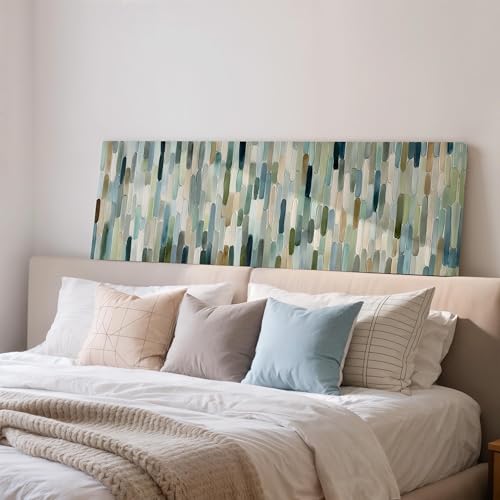 Impression d'art abstrait panoramique toile vert bleu 50x150cm