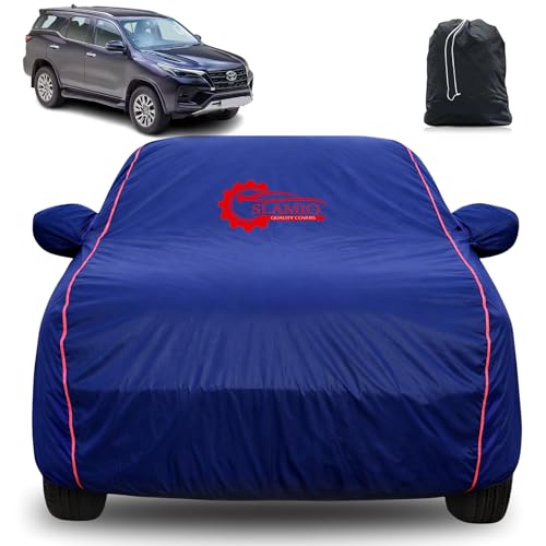 Image of 100% Waterproof Car Cover for Toyota Fortuner 2021-2026 Model | All-Weather, Dustproof & UV Protection | Heavy-Duty 3-Layer Fabric | Custom Fit with Mirror & Antenna Pocket | Navy Blue