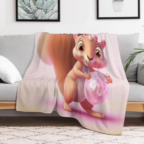 Couverture Polaire Écureuil Mignon Plaid Flannel Moelleuse Lit - 3
