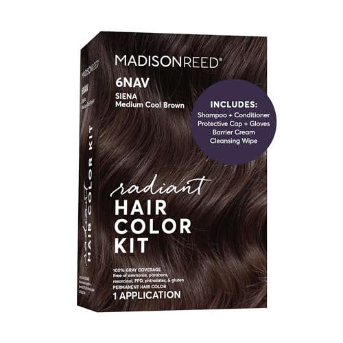 Image of Madison Reed Radiant Hair Color Kit - 6NAV Medium Cool Brown (Siena Brown), Salon-Quality Permanent Hair Dye, Superior Gray Coverage & Dimensional Color | PPD-Free & Ammonia-Free, 1 Pack