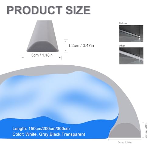 Guarnizione autoadesiva in silicone per ambienti umidi, striscia impermeabile per piatto doccia e soglia senza cornice (bianco, 100 cm), facile da installare