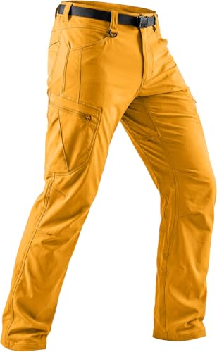 CQR Mens Quick Dry Tactical Pants Water Resistant Outdoor Pants Lightweight Stretch Cargo Work Hiking Pants Rocky Cargo W/Belt Amber 36W x 32L