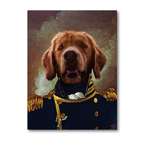 Portrait animalier personnalisé soldat - Toile chat et chien conçue en France 40x30