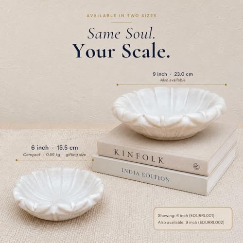 Image of Marble Urli Bowl for Home Decor | Handcrafted Floating Bowl, Decorative Centerpiece for Living Room, Luxury Stone Urli Dish, Pooja Decor & Festive Gift Item (Round Lotus Urli /6 Inch)