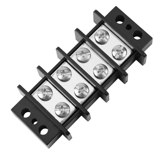BUSSALIX TBE Terminal Blocks Double Row Stainless 4-14 AWG Cu 600V/75A M5 Torque Neat Circuits 1 Pack（4 Poles）