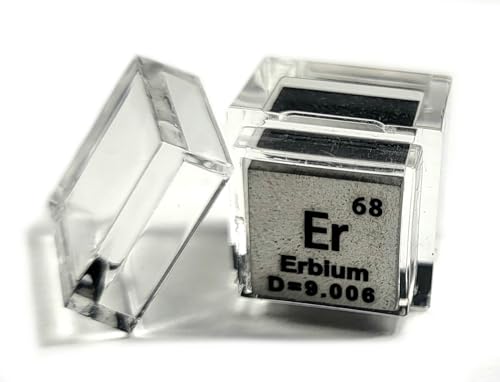 Image of 0.39 inch 10mm Erbium Metal Cube Er up to 99.9% Pure Periodic Table Element Engraved Density Collection Science Education Display Block Cube + Acrylic Case Box - 1PC