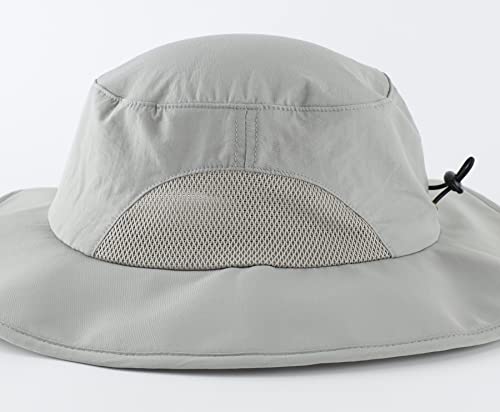 Home Prefer Upf50+ Mens Sun Hat Wide Brim Fishing Hat Airy Mesh Uv Protection Hat Portable Bucket Sun Hat Light Grey #TOP3