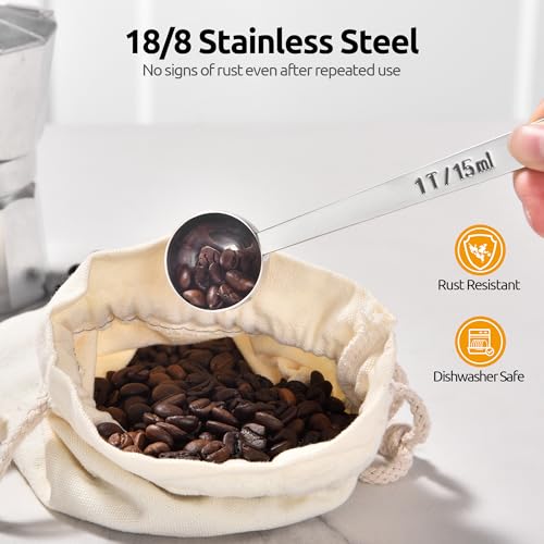 Image of U-Taste Coffee Scoop 1&2 Tablespoon, 4.3in Long Handle Tbsp Measuring Spoon
