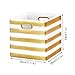 BAIST Cube Storage Bins,Nice Foldable Square Gold Fabric Decorative Cubby Storage Cubes Bins Baskets for Nursery Bedroom First Day of School Shelf 2-Pack,White Strip