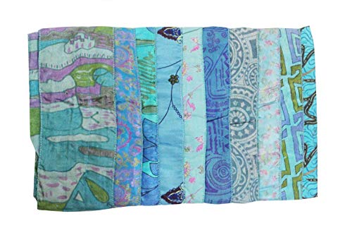 Mango Gifts Women's Lot Of 10 Silk Sari Fabric Handmade Scarves Scarfs #TOP6