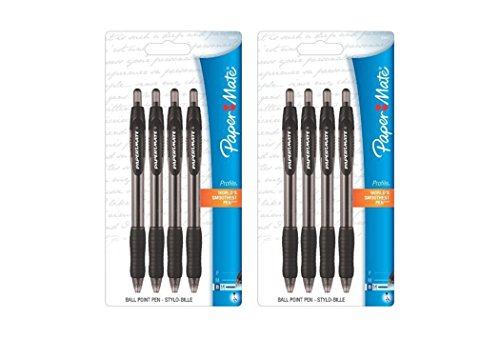 Paper Mate Profile Retractable Ballpoint Pens, 4 Black Ink Pens(89471)(2Pack)