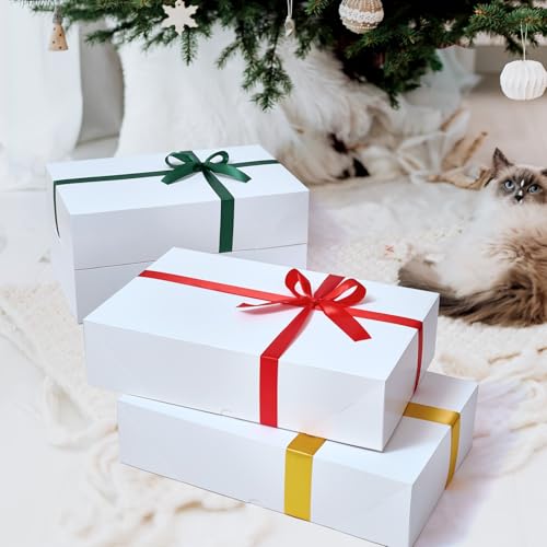 YANGTE 12 Premium Gift Boxes with Lids for Presents, Extra Large White Boxes for Wrapping Gifts, 4-inch Deep Clothing Gift Boxes for Robe, Sweater, Shirt and Christams Gift - Image 6