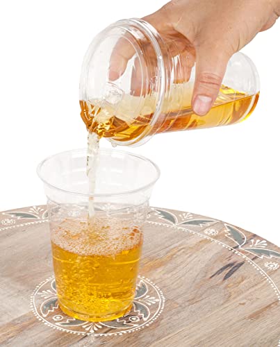 Image of Golden Apple Cup series, 16oz Clear Plastic cups with Sip lids (Strawless) 50sets(50cups+50lids)