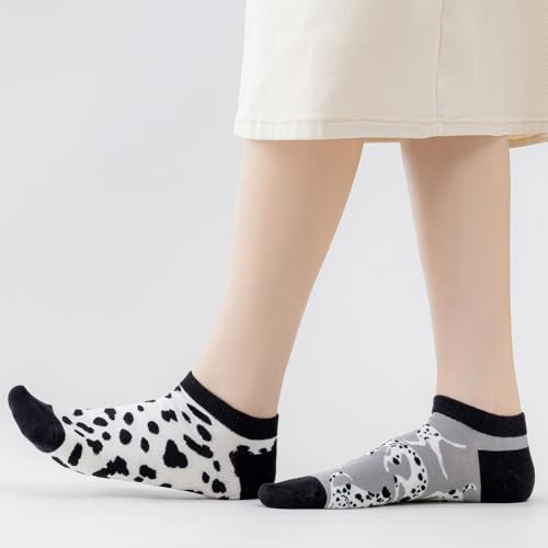 Image of 2 Pairs Funny Cartoon Animal Print Cotton Ankle Socks for Women Teens