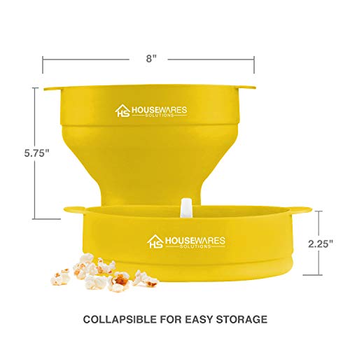 Collapsible Silicone Microwave Hot Air Popcorn Popper Bowl With Lid And Handles (Yellow) #TOP7