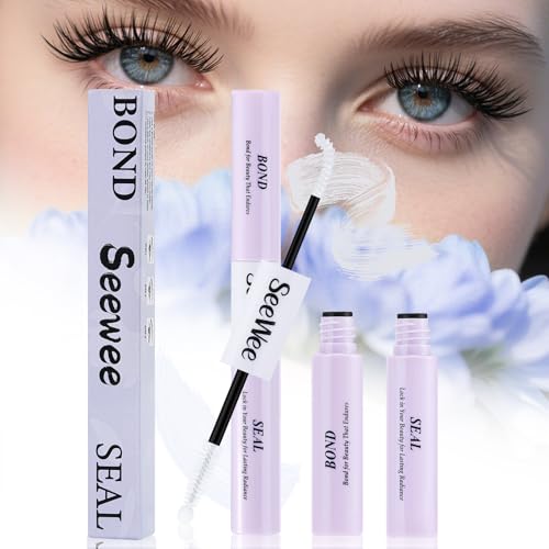 Clear Lash Glue - Lash Bond and Seal Waterproof Lash Clusters Glue Easy to Use 2 in 1 Strong Hold DIY Eyelash Adhesive for Cluster&amp; Individual Lashes DIY Eyelash Lash Cluster Glue10ml (White)
