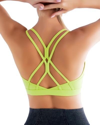 Image of RUNNING GIRL Sports Bras for Women,Strappy Crisscross Back Padded Low Impact Running Sports Bra with Removable Cups