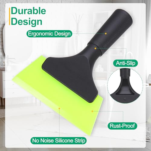Image of uxcell 2Pcs 5 Inch Shower Squeegee for Glass Doors, All-Purpose Bath Squeegee with Handle for Bathroom Window Mirror Car Glass, Green
