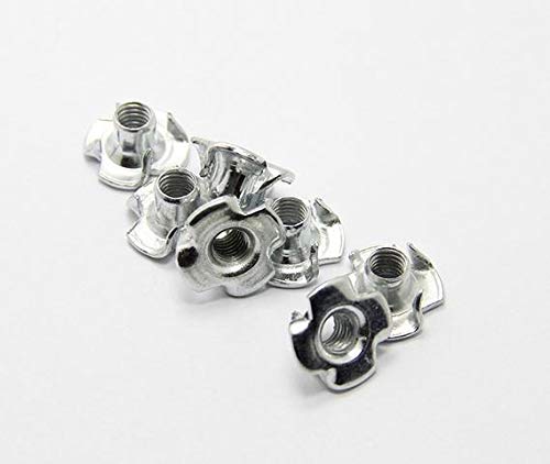 100pcs Metric M4 Zinc Plated Steel T Nuts Blind Nuts 4 Prongs Knock In Wood