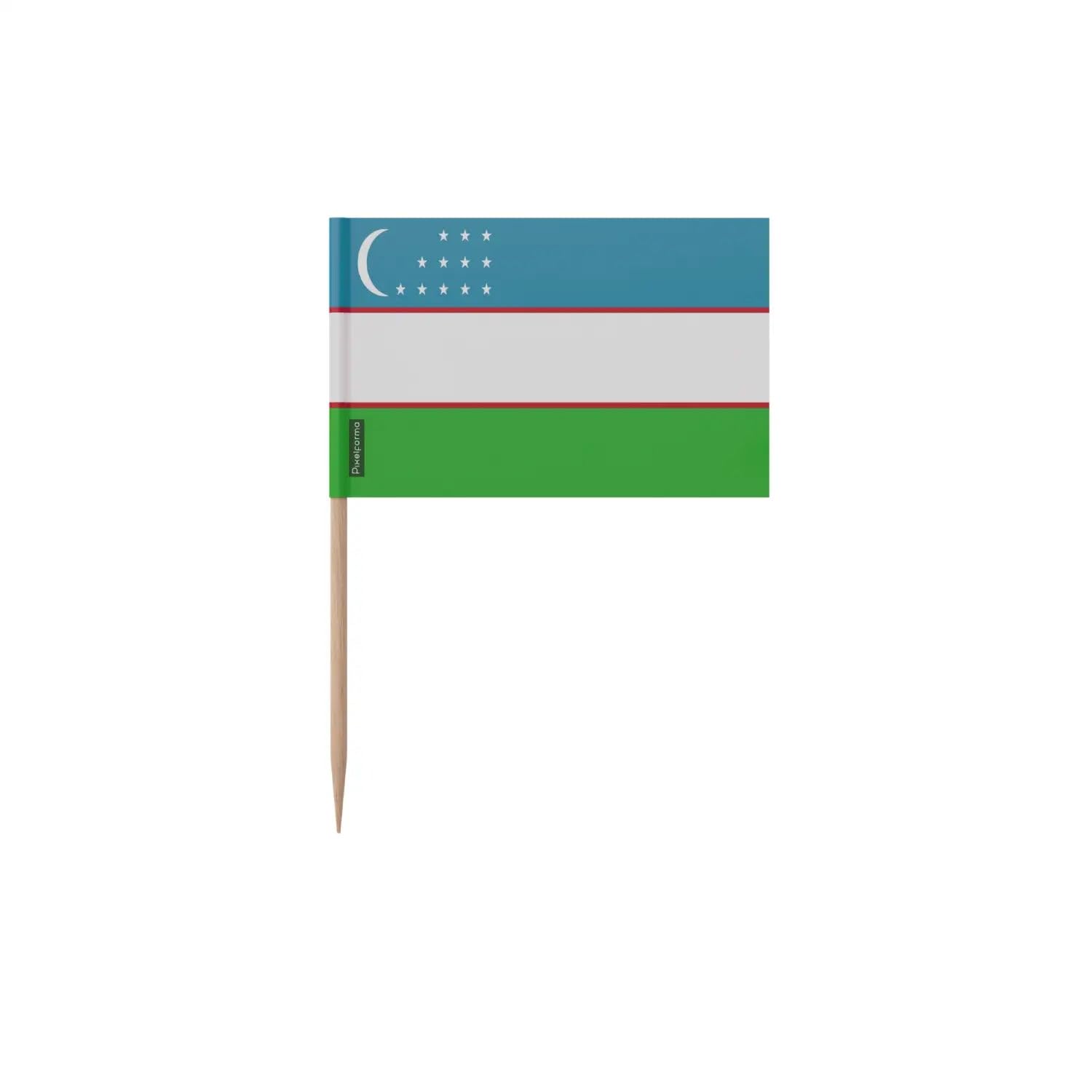 Stuzzicadenti bandiera dell'Uzbekistan in diverse misure, 100 pezzi, 8 cm